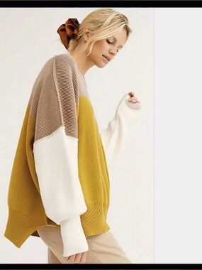 Free People Easy Street Colorblock Crewneck Sweater large